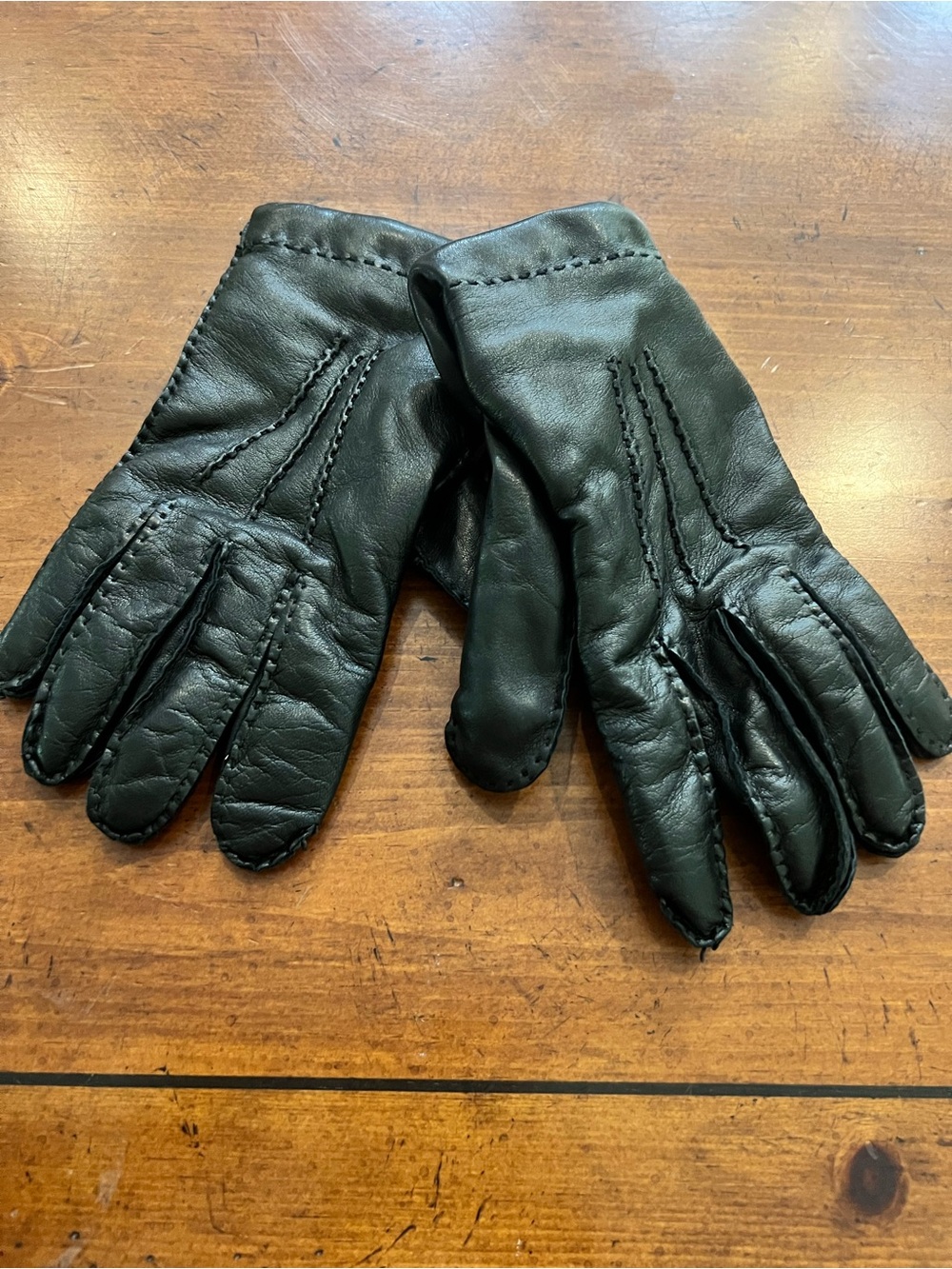 Brooks Brothers Black Leather Men's Driving Gloves Cashmere